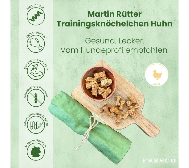 Fresco Dog Martin Rütter Trainingsknöchelchen 1kg, Hunde Leckerli Huhn, Snack für: Hunde, getreidefrei, zuckerfrei, hoher Fleischanteil – Produktbild 2 von 5