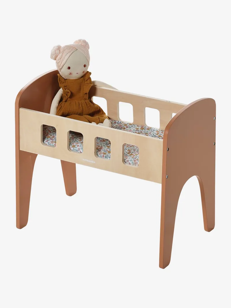 Vertbaudet Puppenbett MINI RETRO Holz FSC® karamel/, Karamel/braun, – Produktbild 3 von 4