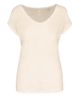 YTWOO YTWOO Damen-T-Shirt aus Leinen mit V-Ausschnitt – Produktbild 1 von 1