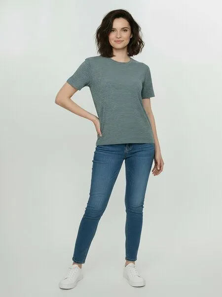 GreenBomb GREENBOMB Basic Nova - Kastiges T-Shirt aus Bio-Baumwolle / GOTS / Fair & Vegan, Grau (fogstone stripes), – Produktbild 3 von 4