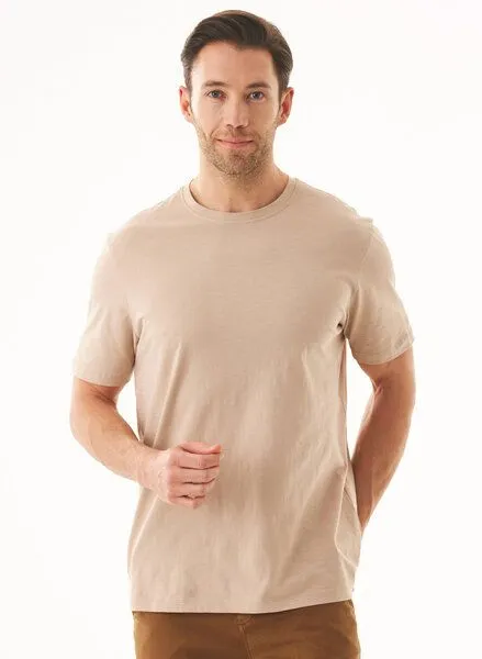 ORGANICATION ORGANICATION Basic T-Shirt aus Bio-Baumwolle, Beige, – Produktbild 1 von 4