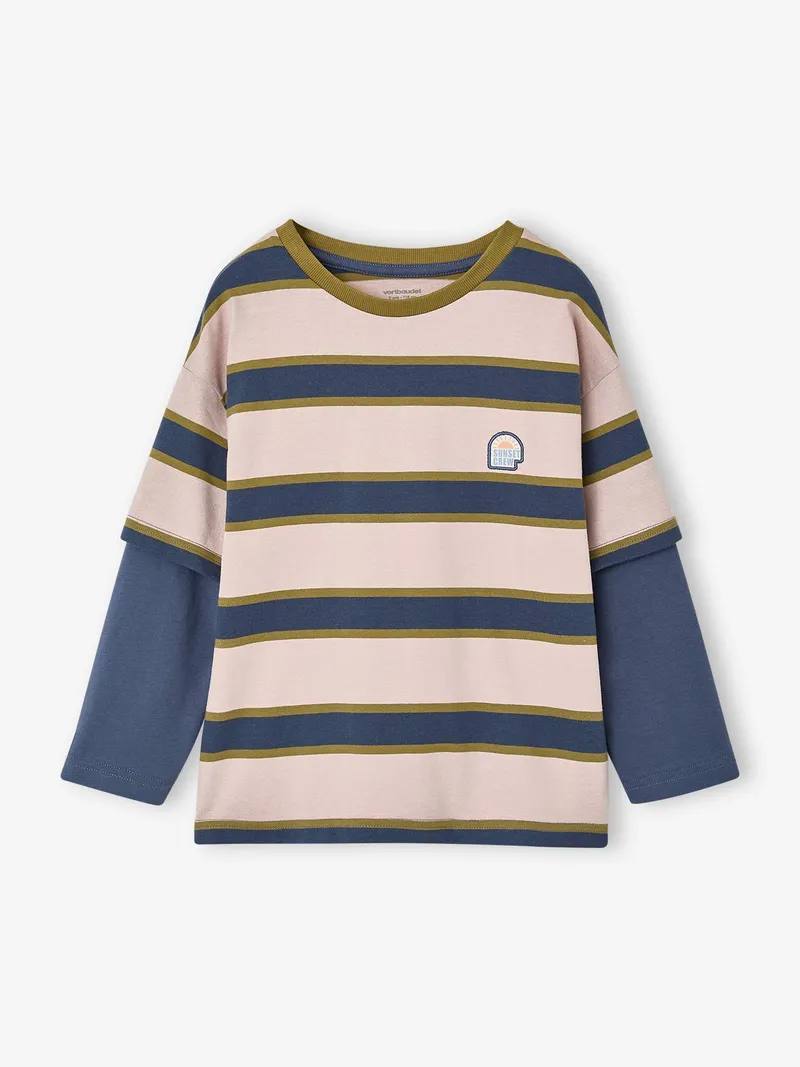 Vertbaudet Shirt mit Lagenlook Jungen, Mittelblau, – Produktbild 4 von 4