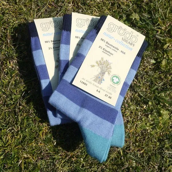 grödo grödo Baby -/Kindersocken (3er Pack), Hellblau/dunkelblau, – Produktbild 1 von 4