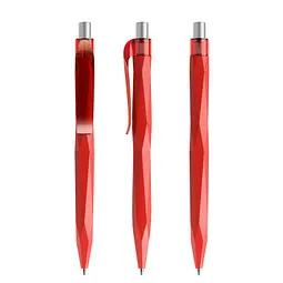 prodir prodir® Druckkugelschreiber QS20 PMT Push, blaue Mine, rot/silber satiniert – Produktbild 1 von 1