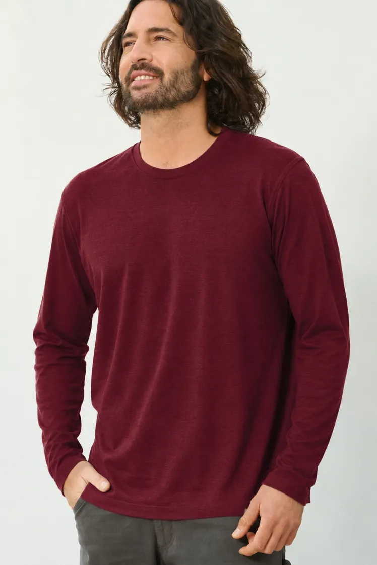 HempAge Hempage Herren vegan Langärmliges Basic-Shirt In Kastanienbraun, Braun, – Produktbild 2 von 2