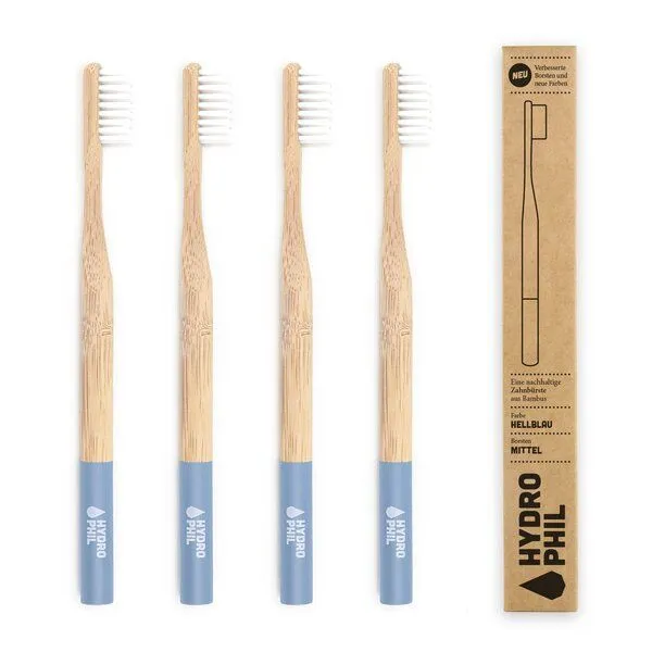 Hydrophil Hydrophil Zahnbürste aus Bambus | mittelweich, Hellblau, – Produktbild 2 von 2