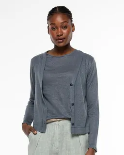 Alma & Lovis Alma & Lovis Eleganter Cardigan aus 100% Leinen-Jersey | Leinen Jersey Jacket – Produktbild 1 von 1