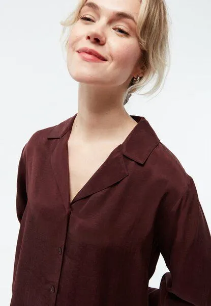 Givn Berlin Givn Berlin Bluse GBZORA aus TENCEL mit Reverskragen, Wine red (tencel), – Produktbild 4 von 4