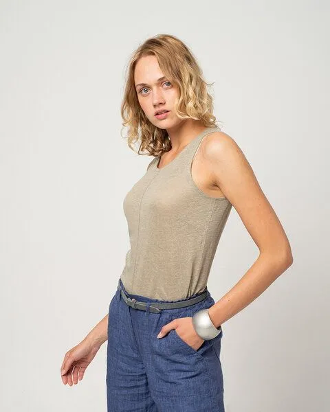 Alma & Lovis Alma & Lovis Leinentop aus Leinen-Jersey | Linen Top, Khaki, – Produktbild 2 von 4