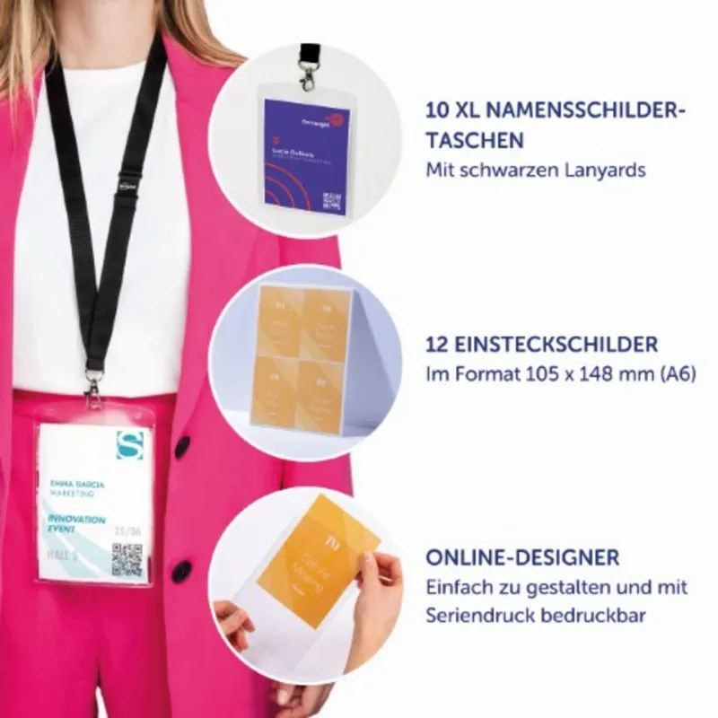 Avery Zweckform Avery Zweckform 10 Namensschilder XL, mit Lanyard, 105 x 148 mm – Produktbild 1 von 3