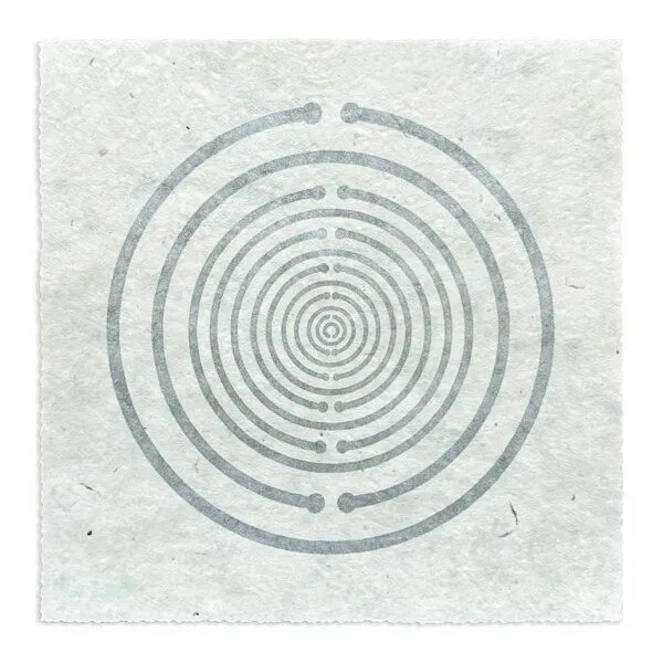 Veskor Cassiopeia Veskor Cassiopeia LAKHOVSKY SPULE Heilige Geometrie Linoldruck | 22 × 22 cm | Silber auf Naturweiß – Produktbild 1 von 4