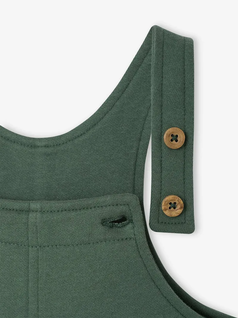 Vertbaudet Jungen Baby Latzhose aus Sweatware, Dunkelgrün, – Produktbild 2 von 3