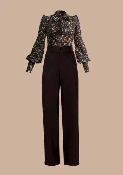 Atelier SNOW Atelier SNOW Set Body mit Schleifenkragen + Marlenehose Elena aus Bio-Lyocell, Ophelia, – Produktbild 1 von 2