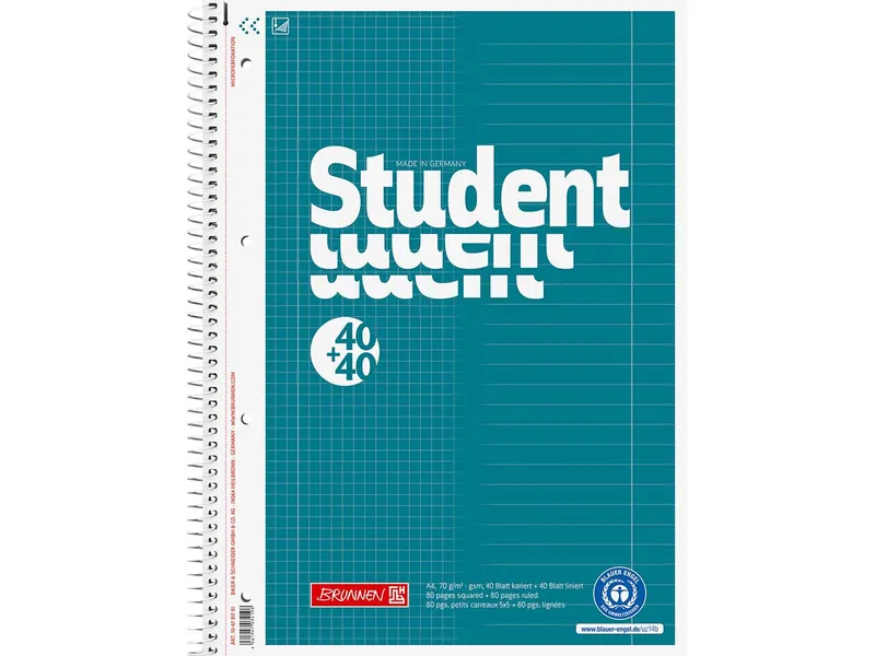 BRUNNEN BRUNNEN Collegeblock DIN A4, Duo Lineatur 27 + 28, 2 x 40 Blatt – Produktbild 1 von 1