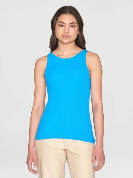 KnowledgeCotton Apparel KnowledgeCotton Apparel Tanktop gerippt - Racer rib top - aus Bio-Baumwolle, Blau (malibu blue), – Produktbild 1 von 4