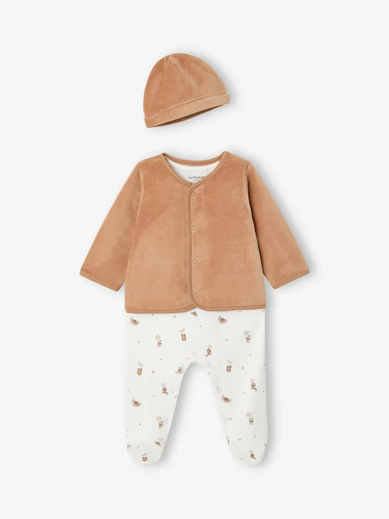 Vertbaudet 4-teiliges Baby-Set aus Wickelbody, Cappuccino, – Produktbild 1 von 4