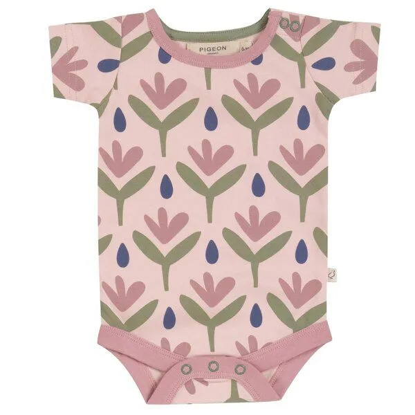 Pigeon by Organics for Kids Pigeon by Organics for Kids Kinder-Kurzarmbody mit Aufdruck, Pink (blumenaufdruck), – Produktbild 1 von 1