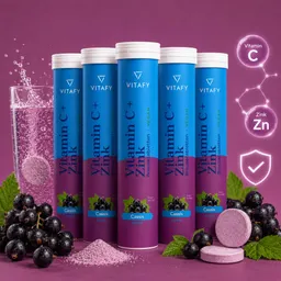 VITAFY Vitamin C + Zink - Cassis (20 Brausetabletten) - 6er Pack – Produktbild 1 von 1