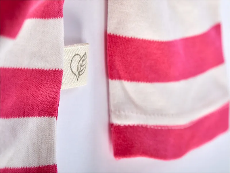 HANS NATUR Kinder Langarmshirt Bio-Baumwolle pink-off white Gr.122/128, Pink, – Produktbild 2 von 2