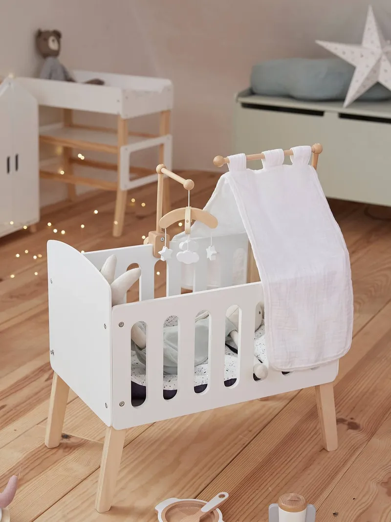 Vertbaudet Puppenbett PETITE MAISON Holz FSC®, Weiß/braun, – Produktbild 3 von 4