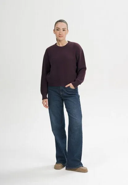 MELA MELA Strukturierter Strickpullover SURIYA aus 100% Bio-Baumwolle, Elderberry melange, – Produktbild 4 von 5