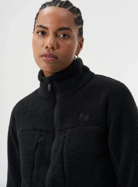 PINQPONQ pinqponq Fleece Jacket - Eternal Olive - Peat black (Female), Schwarz, – Produktbild 4 von 4