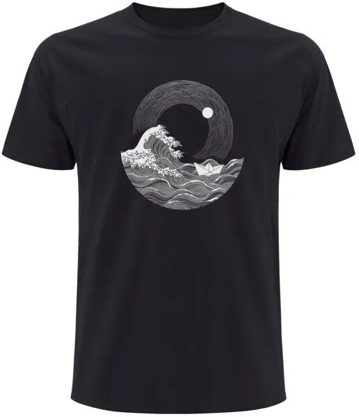 Spreecult Spreecult Die große Welle und das Papierboot - Bio und Fair - Männer Unisex T-Shirt, Grau, – Produktbild 2 von 3