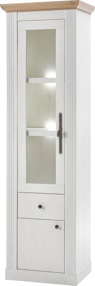 OTTO home Vitrine Westminster, Hochschrank im Landhausstil, Glasvitrine, Stauraumelement Metallgriffe, ausreichend Stauraum, in 2 Farben erhältlich, Weiß, – Produktbild 6 von 8