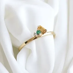 Eppi Eppi Cluster-Ring aus Gold mit Citrin, Smaragd und einem Diamanten Dalit – Produktbild 1 von 1