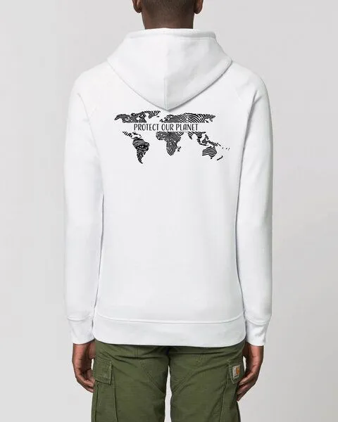 Human Family Human Family Bio Unisex Hoodie - "Shelter - Protect our Planet", Weiss, – Produktbild 4 von 4
