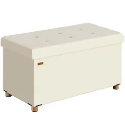 Casaria® Sitzbank Beige Samt 76x38x42cm mit Stauraum faltbar – Produktbild 1 von 1