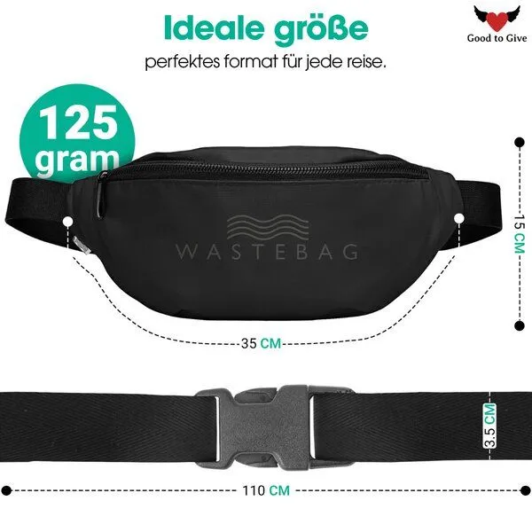 Good To Give Good To Give Bauchtasche Damen & Herren aus recyceltem Plastik | vegane Umhängetasche, Schwarz, – Produktbild 2 von 4