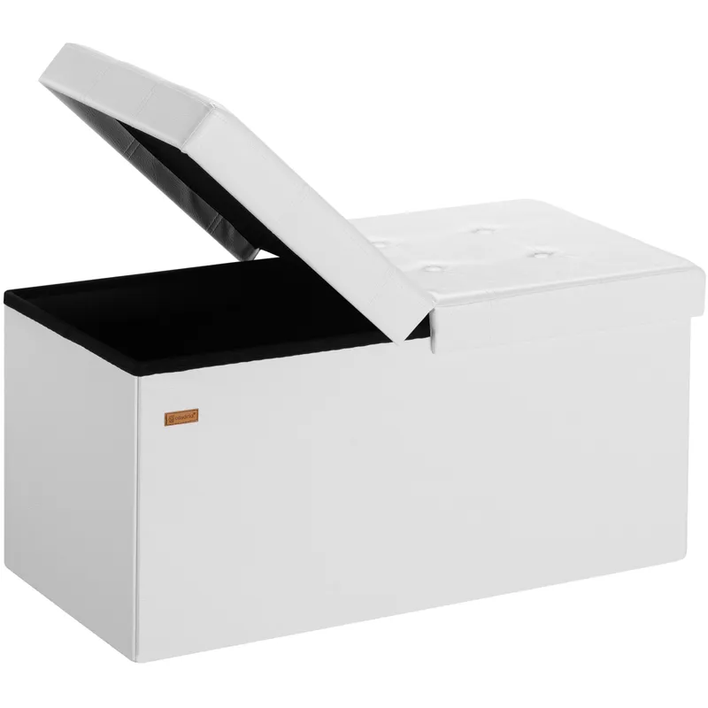 Casaria® Sitzbank Weiß 76x38x38cm mit Stauraum faltbar, Weiß, – Produktbild 1 von 2