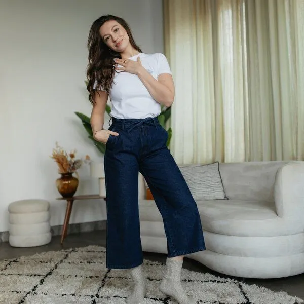 NORDLICHT NORDLICHT Damen Hose LYKKE aus fester Bio-Baumwolle, Blau (denim), – Produktbild 1 von 4