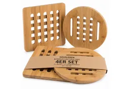 hausleben Topfuntersetzer Bambus-Untersetzer 4er Set 16x16 cm, eckig & rund, Zubehör für Töpfe, Pfannen, Teekannen, Auflaufformen, Set, 4-tlg., 16L x 16B x 1D cm – Produktbild 1 von 1