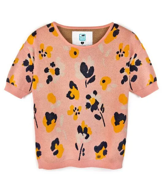 Gary Mash GARY MASH Kurzarm-Pullover Vina aus Biobaumwolle, Blumen (rosa), – Produktbild 2 von 4