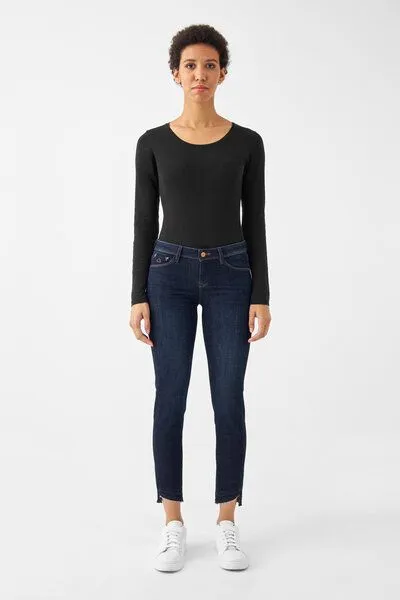 DAWN Damen Jeans MID SUN Slim Design Details DAWN Bio-Baumwolle, Dark blue, – Produktbild 2 von 5