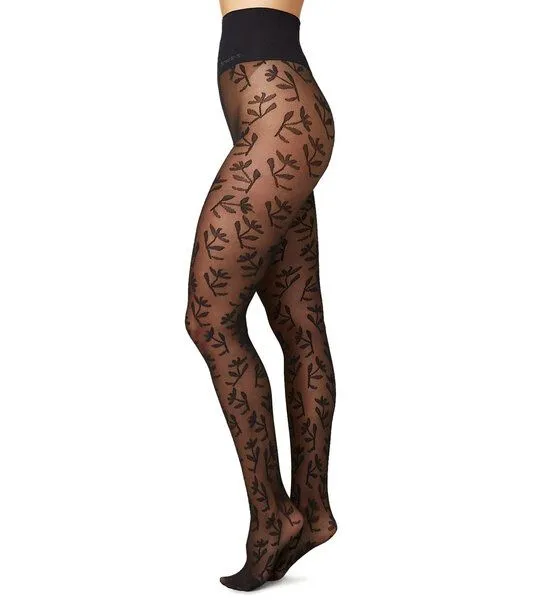 Swedish Stockings Swedish Stockings Strumpfhose Flora Flower aus SENSIL® EcoCare recyceltem Polyamid, Schwarz, – Produktbild 1 von 2