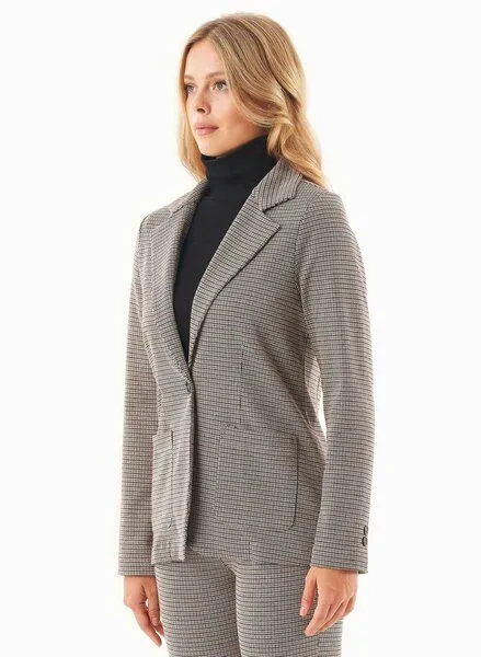 ORGANICATION ORGANICATION Blazer aus Bio-Baumwolle-Mix mit Hahnentrittmuster, Natur(multi colour), – Produktbild 3 von 4