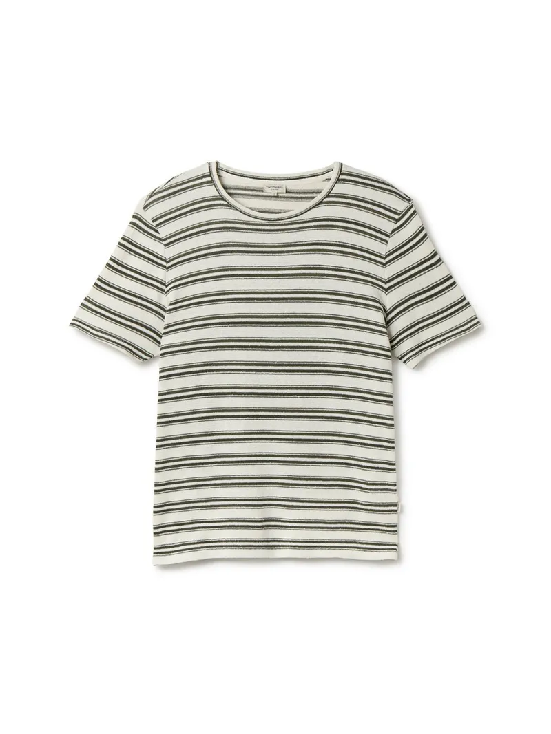 TWOTHIRDS TWOTHIRDS Herren vegan T-Shirt Wight Grün Gestreift, Dunkelgrün, – Produktbild 1 von 2