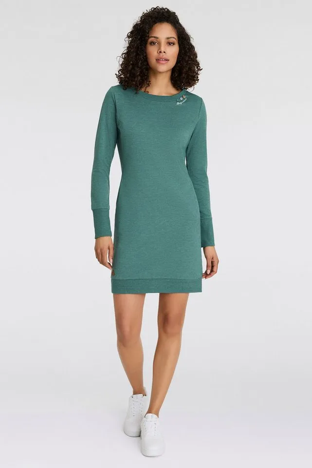 ragwear ragwear Sweatkleid MENITA O mit veganer 3 Knopf-Applikation, Grün, – Produktbild 2 von 5