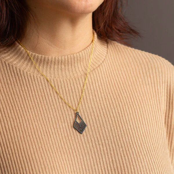 feinformart feinformart Kette mit Holzanhänger 'Tribe', Schwarz, – Produktbild 2 von 3
