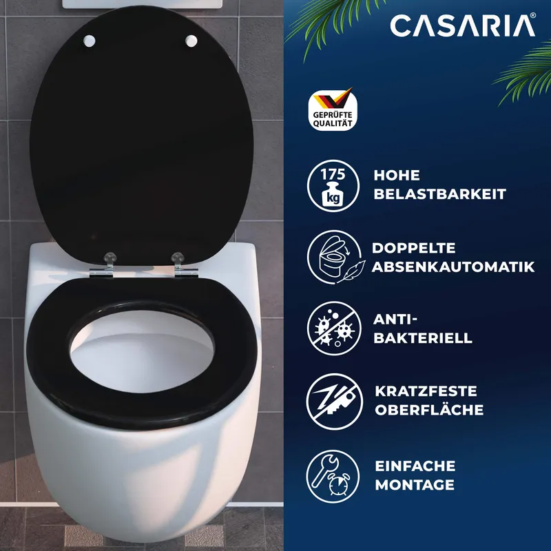 Casaria® Toilettensitz Schwarz mit Absenkautomatik, Schwarz, – Produktbild 2 von 2