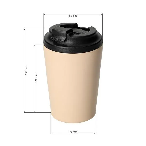 elasto elasto Keramikbeschichteter Kaffeebecher 360 ml aus Edelstahl, Beige, – Produktbild 3 von 5