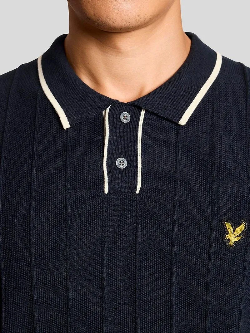 Lyle and Scott Lyle & Scott Strick Poloshirt Kontrastkante Dunkelblau - Größe XL, Blau, – Produktbild 2 von 5