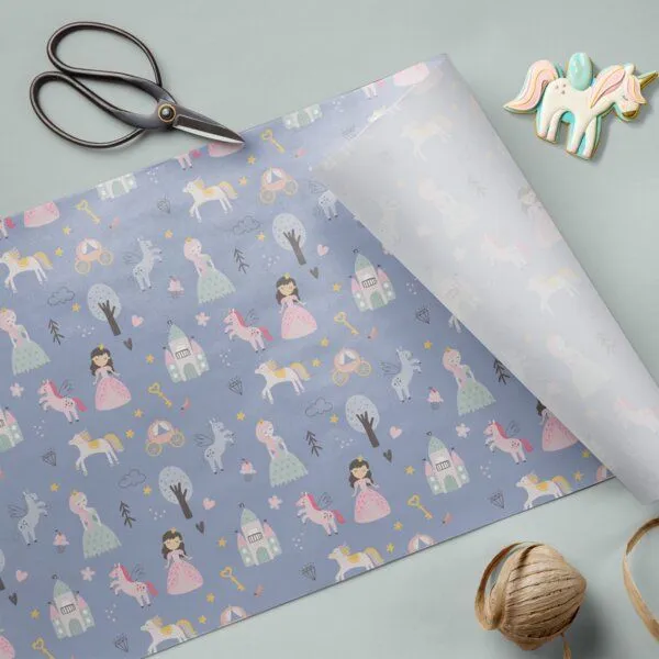 Fines Papeterie Fines Papeterie 3x 3m Geschenkpapier Set für Kinder Märchen Set 3 mit Prinzessin, Meerjungfrau, Einhorn 3 Rollen je 300x47 cm – Produktbild 4 von 4