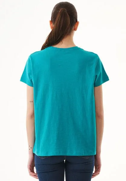ORGANICATION ORGANICATION Damen Basic T-Shirt aus Bio-Baumwolle, Emerald, – Produktbild 4 von 4
