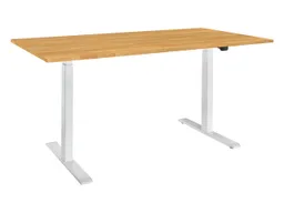 Memo memo Höhenverstellbarer Schreibtisch "ON" weiß, Buche massiv, B 130 x T 60 cm – Produktbild 1 von 1