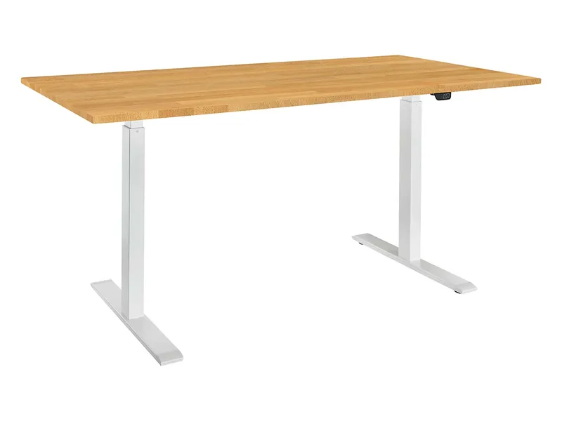 Memo Memo Höhenverstellbarer Schreibtisch "ON" weiß, Buche massiv, B 160 x T 80 cm – Produktbild 1 von 1