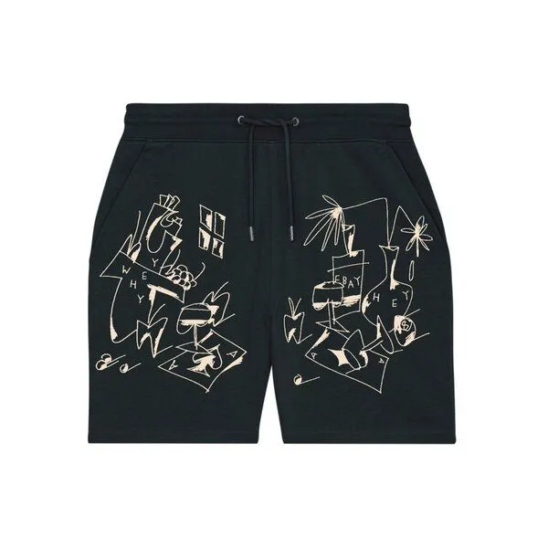 hey hey studios hey hey studios Damen Shorts „why ebay“ French Terry aus Bio-Baumwolle, Schwarz, – Produktbild 1 von 4
